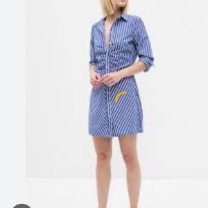 NWT Gap organic cotton shirt dress blue & white Medium Tall